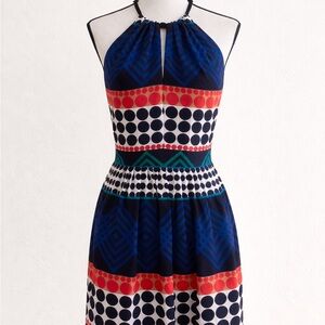 Trina Turk Strapless Dress in Blue and Red
